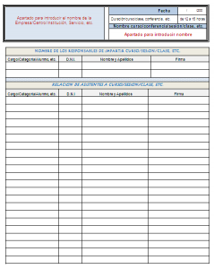 Asistencias «modelo para firmas», cursos, conferencias, etc.